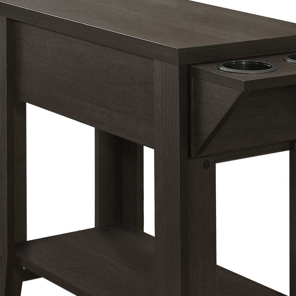 23" Taupe Wood End Table With Shelf