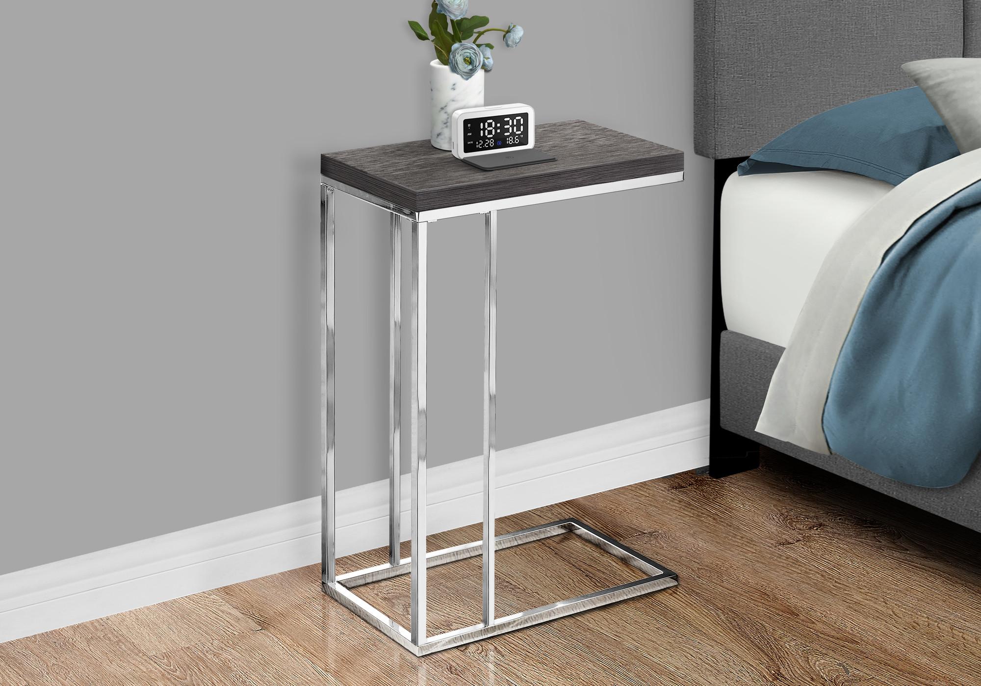 18.25" X 10.25" X 25.25" Grey Particle Board Metal Accent Table