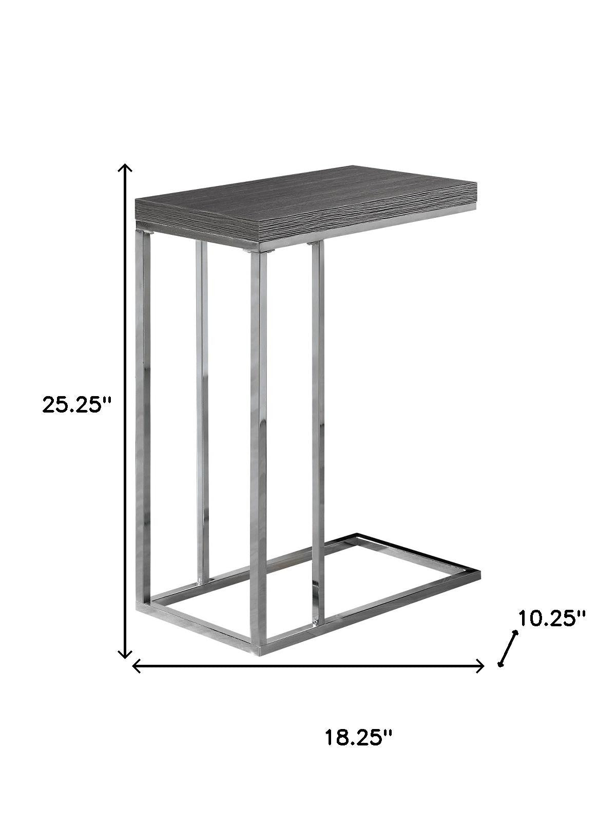 18.25" X 10.25" X 25.25" Grey Particle Board Metal Accent Table