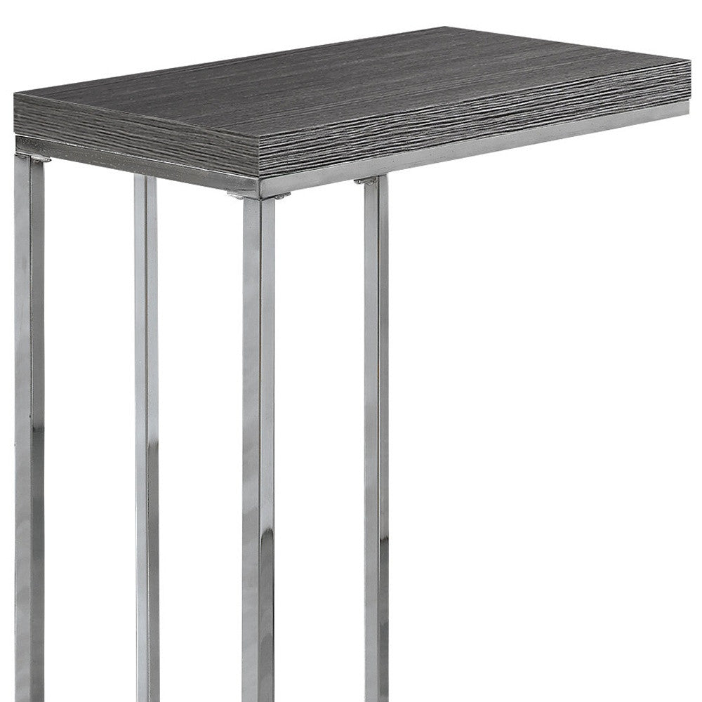 18.25" X 10.25" X 25.25" Grey Particle Board Metal Accent Table