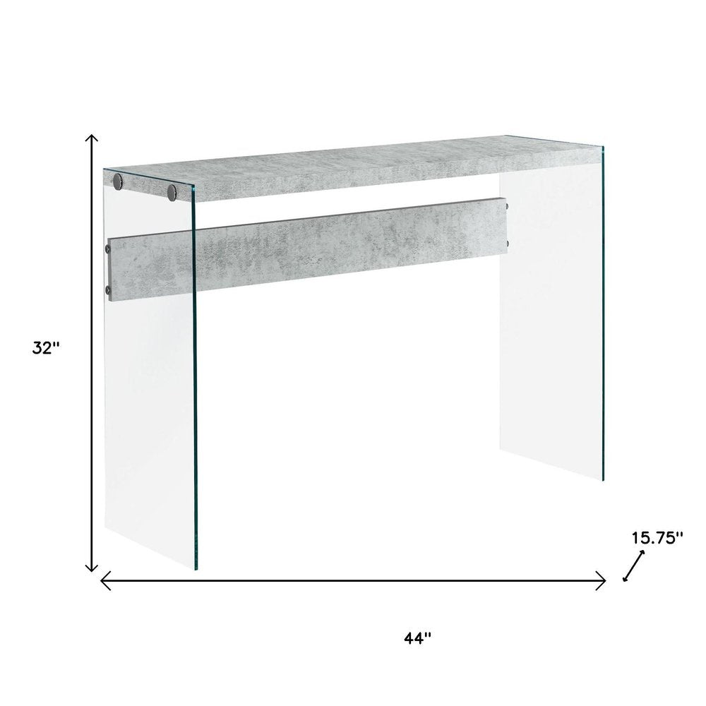 44" White and Clear Solid Console Table