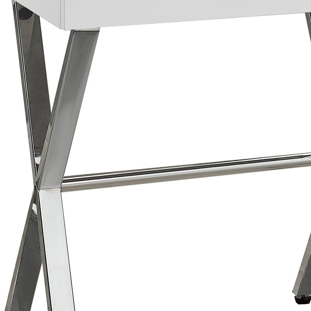 22" Black And Gray Wood And Metal End Table With Drawer