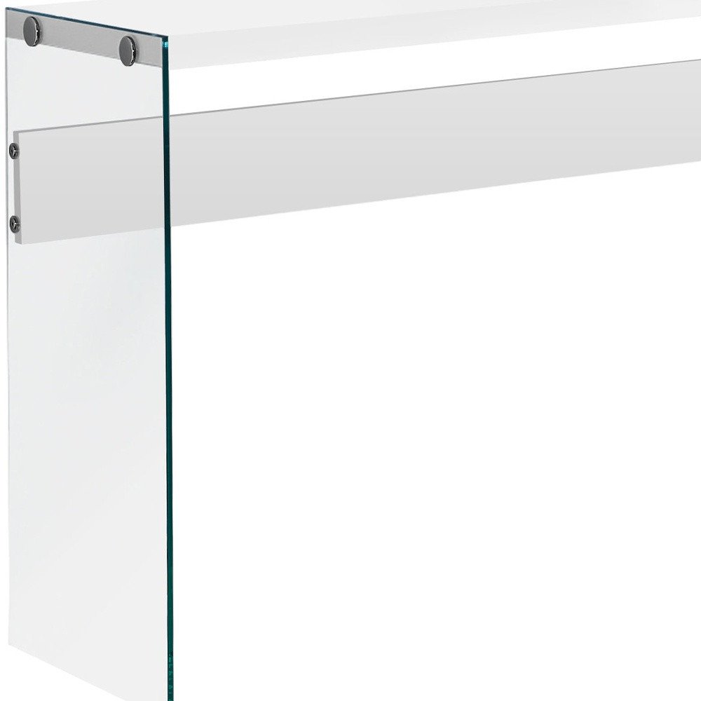 44" White and Clear Solid Console Table