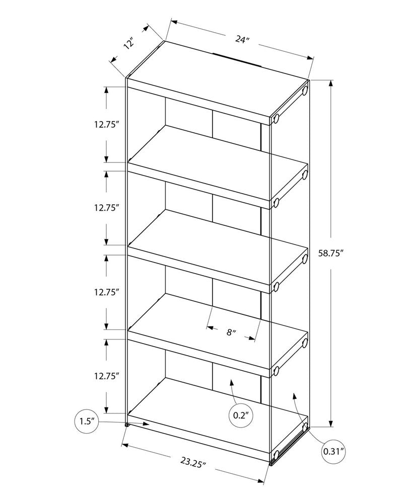 59" White Glass Four Tier Etagere Bookcase