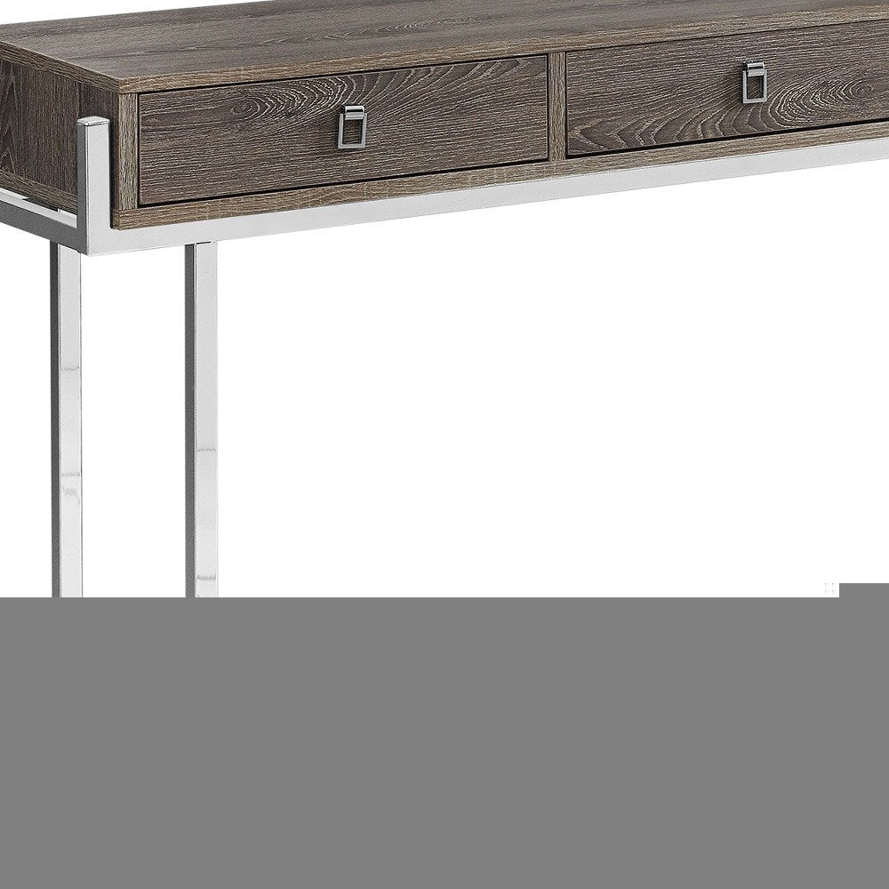 48" White and Silver Console Table And Drawers