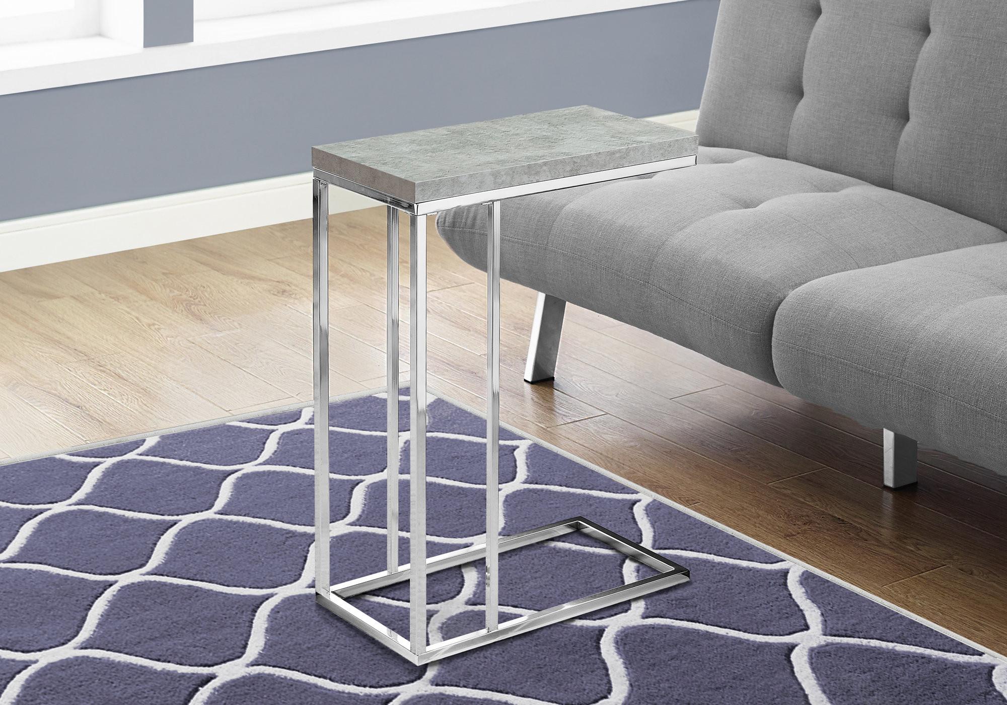 18.25" X 10.25" X 25.25" Grey Particle Board Metal Accent Table