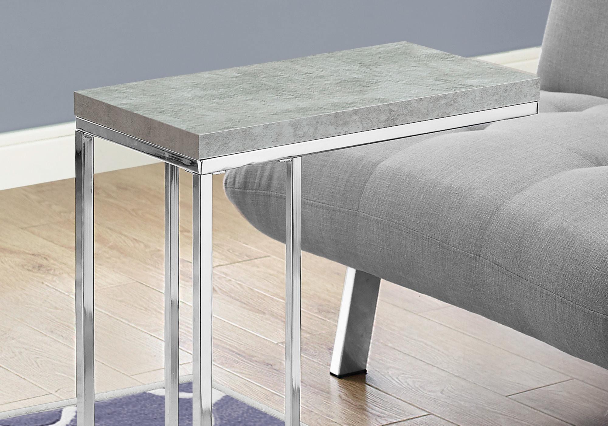 18.25" X 10.25" X 25.25" Grey Particle Board Metal Accent Table