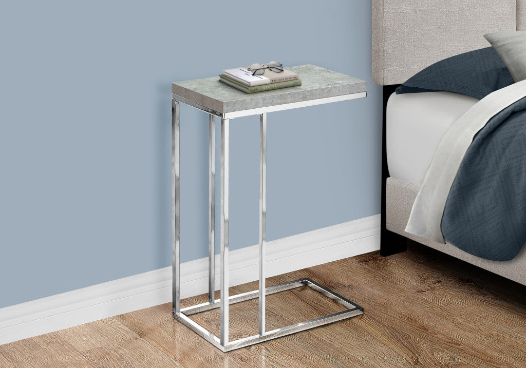 18.25" X 10.25" X 25.25" Grey Particle Board Metal Accent Table