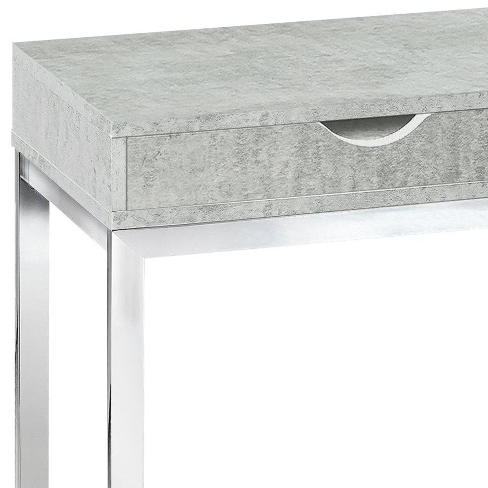 10.25" X 15.75" X 24.5" Grey Finish And Laminated Metal Accent Table