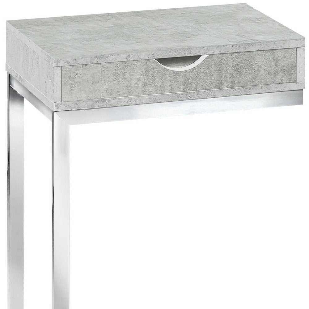10.25" X 15.75" X 24.5" Grey Finish And Laminated Metal Accent Table
