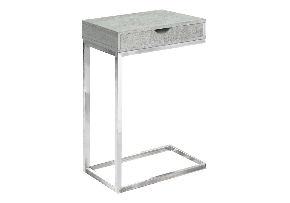 10.25" X 15.75" X 24.5" Grey Finish And Laminated Metal Accent Table
