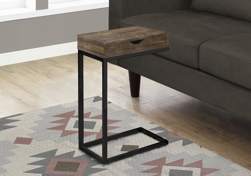10.25" X 15.75" X 24.5" Grey Finish And Laminated Metal Accent Table