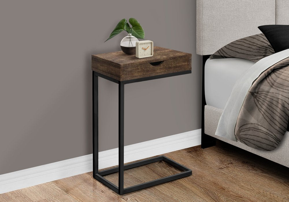 10.25" X 15.75" X 24.5" Grey Finish And Laminated Metal Accent Table