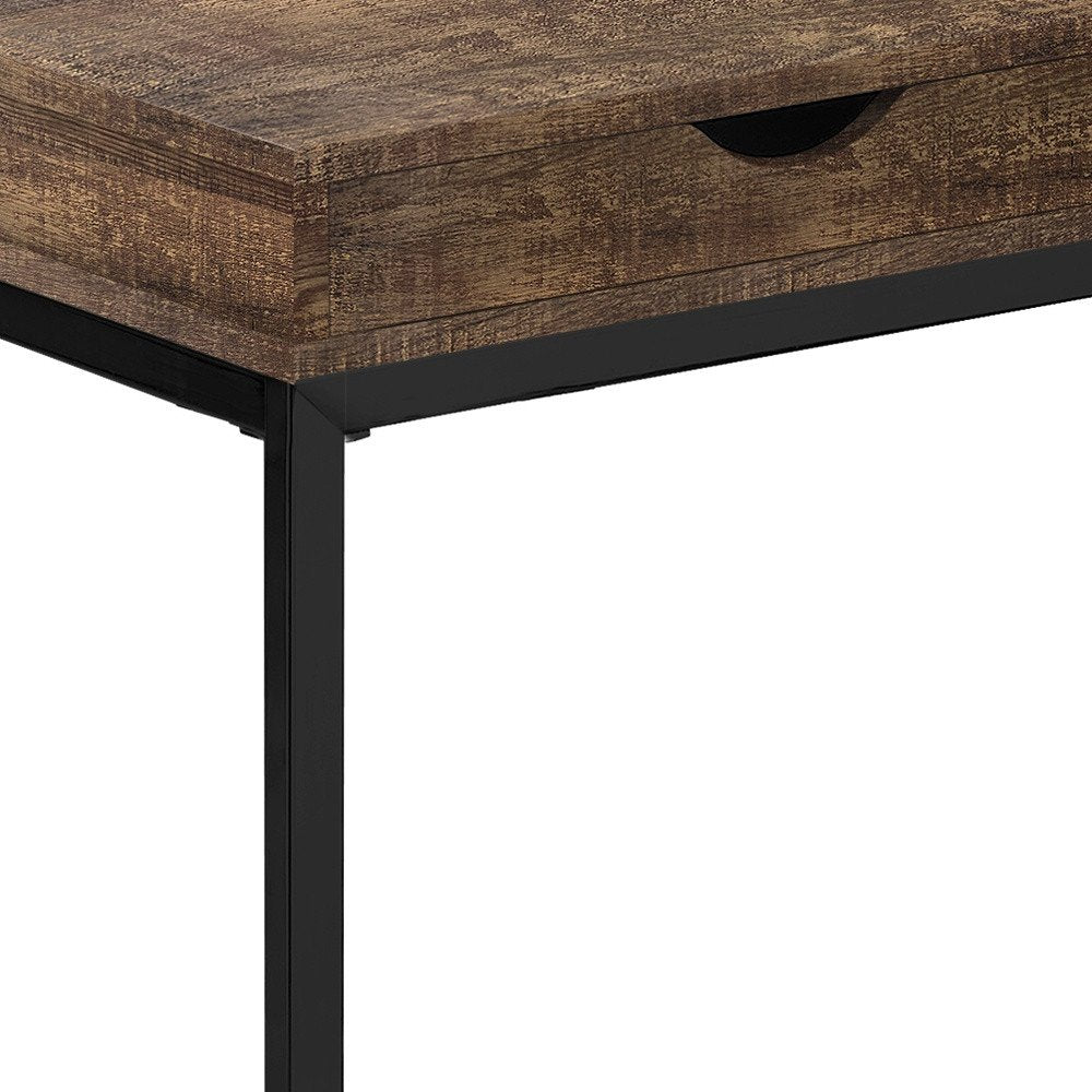 10.25" X 15.75" X 24.5" Grey Finish And Laminated Metal Accent Table