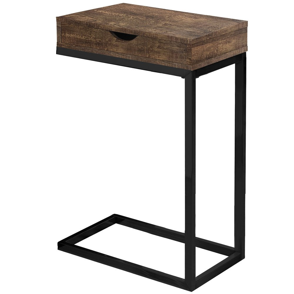 10.25" X 15.75" X 24.5" Grey Finish And Laminated Metal Accent Table