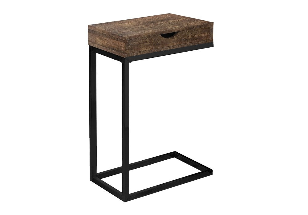 10.25" X 15.75" X 24.5" Grey Finish And Laminated Metal Accent Table