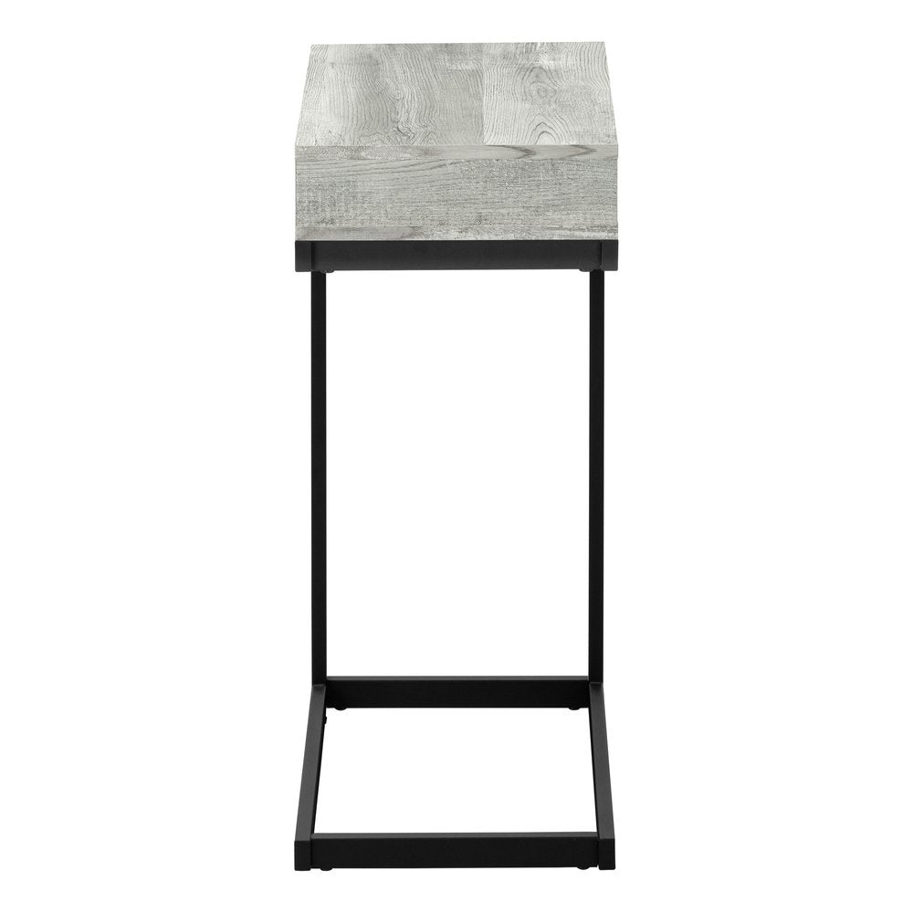 10.25" X 15.75" X 24.5" Grey Finish And Laminated Metal Accent Table