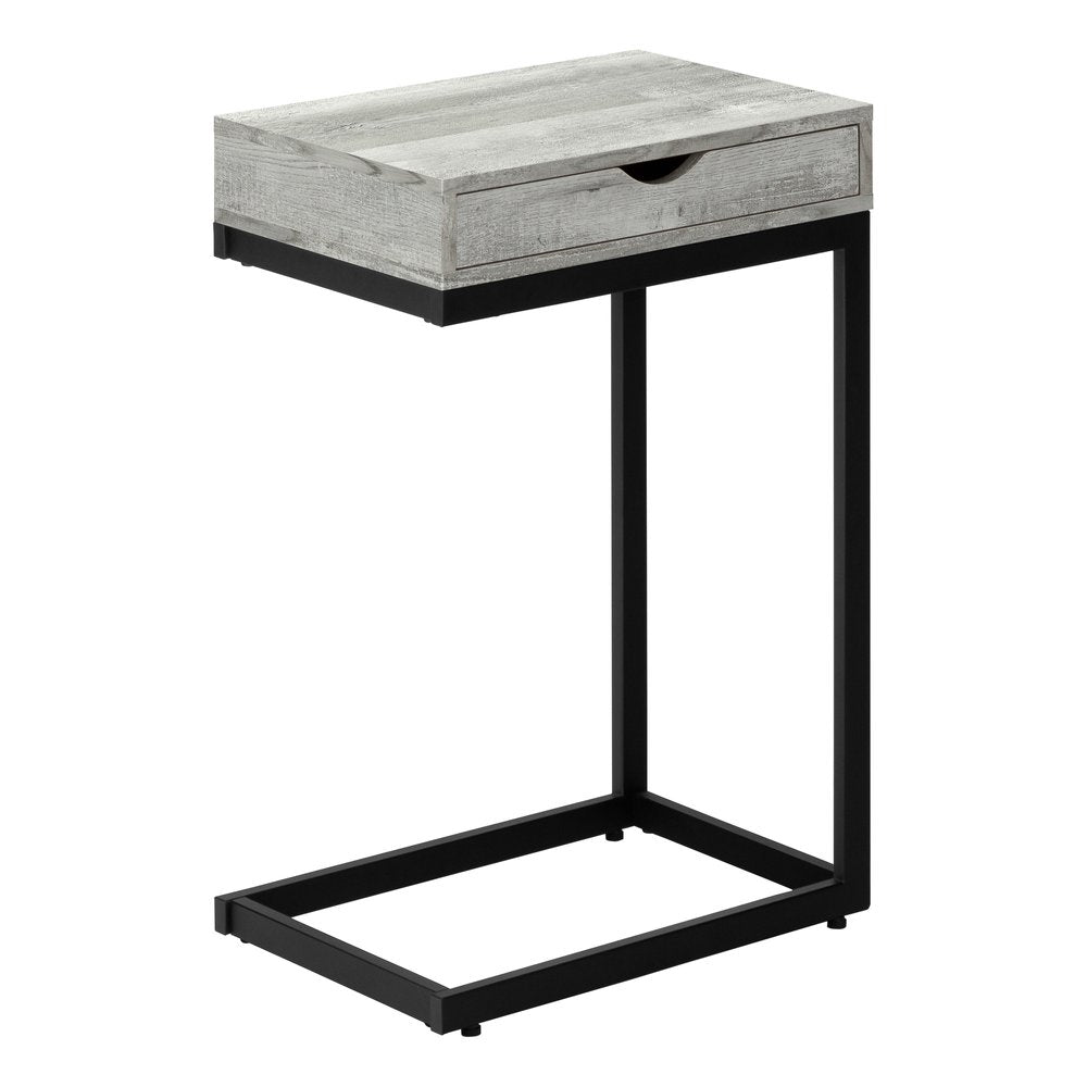 10.25" X 15.75" X 24.5" Grey Finish And Laminated Metal Accent Table