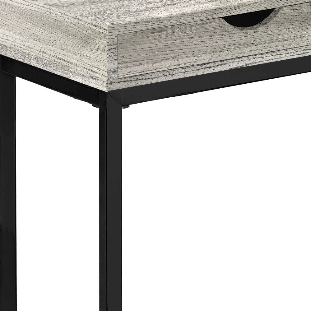 10.25" X 15.75" X 24.5" Grey Finish And Laminated Metal Accent Table