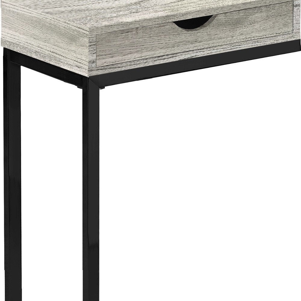 10.25" X 15.75" X 24.5" Grey Finish And Laminated Metal Accent Table