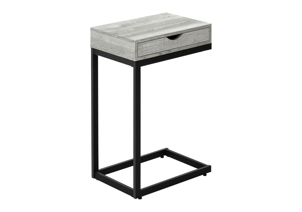 10.25" X 15.75" X 24.5" Grey Finish And Laminated Metal Accent Table