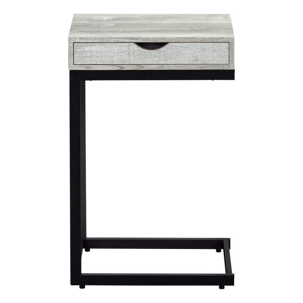 10.25" X 15.75" X 24.5" Grey Finish And Laminated Metal Accent Table