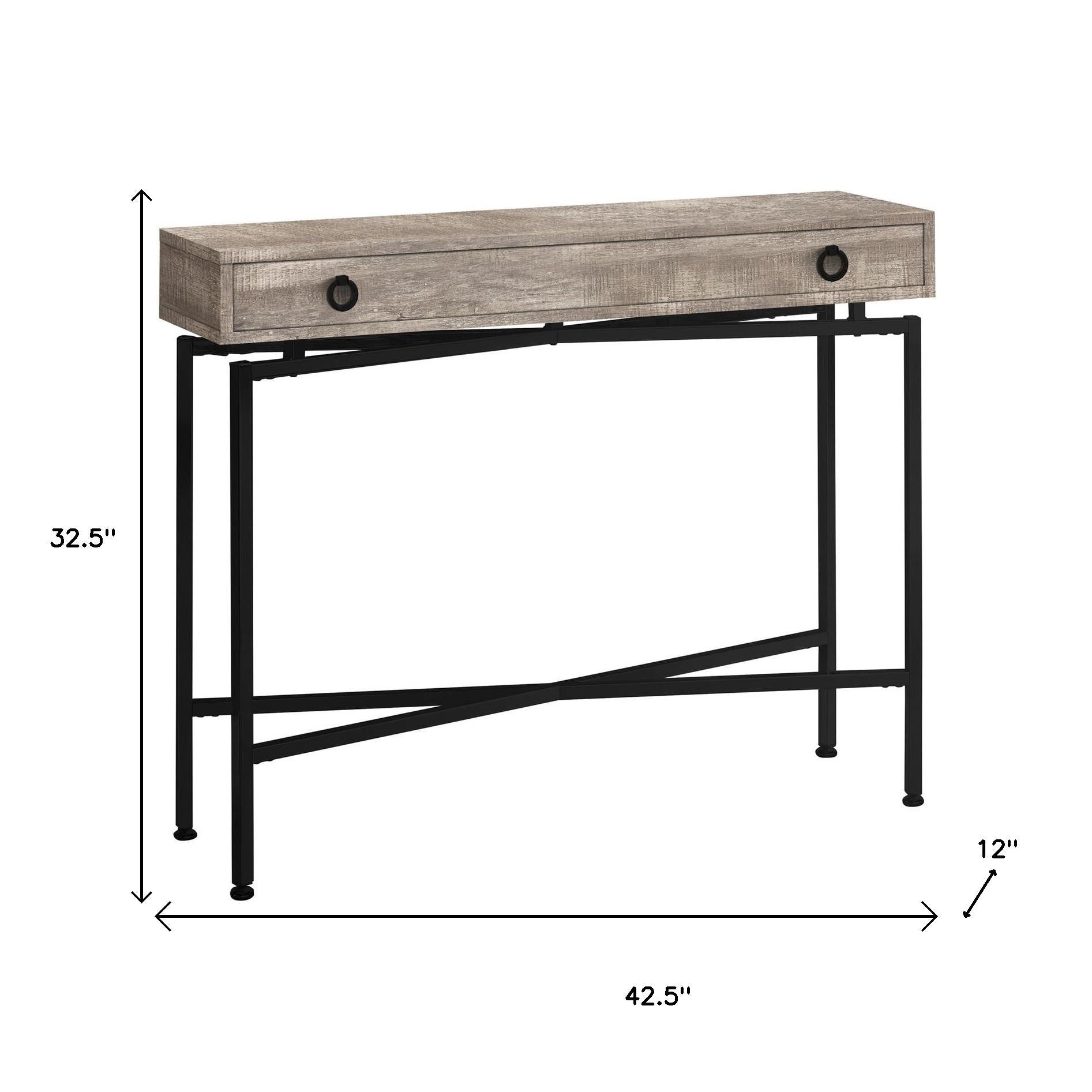 43" Taupe And Black Cross Leg Console Table