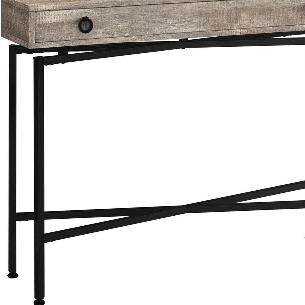 43" Brown And Black Cross Leg Console Table