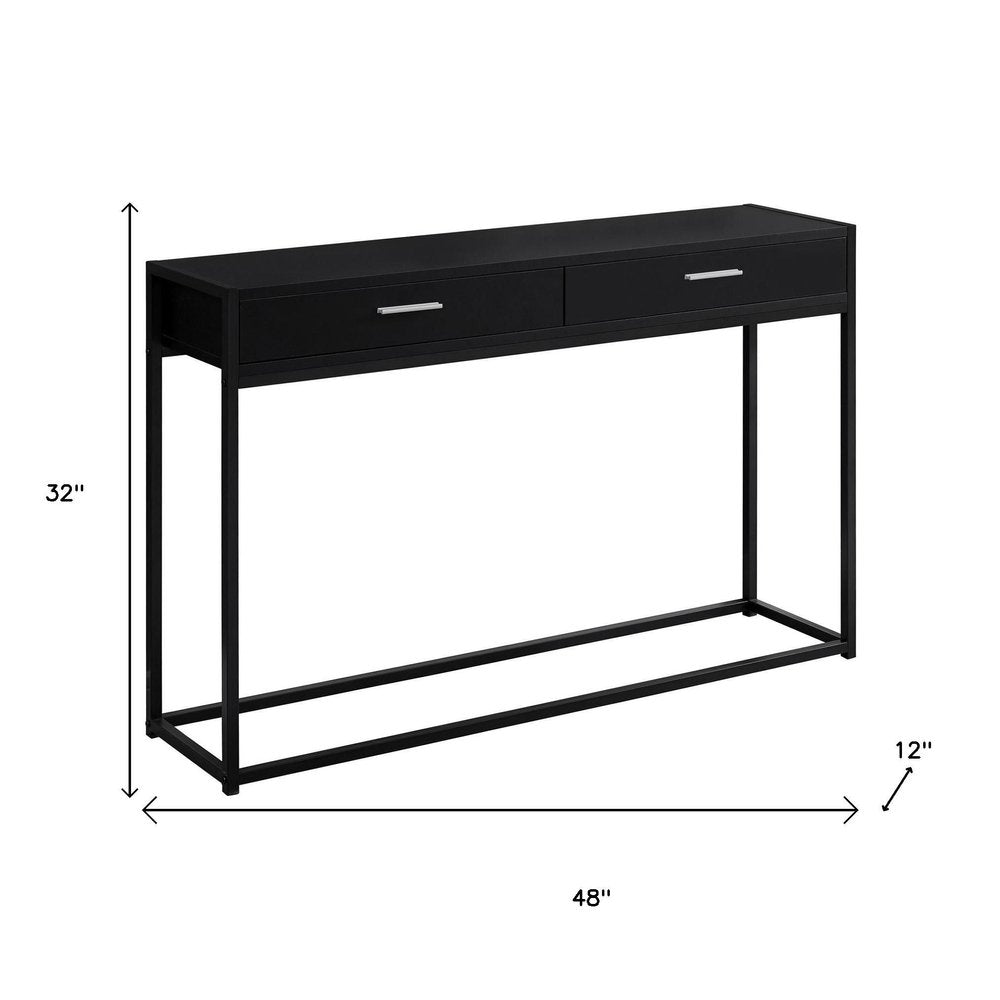 48" Gray and Black Frame Console Table And Drawers