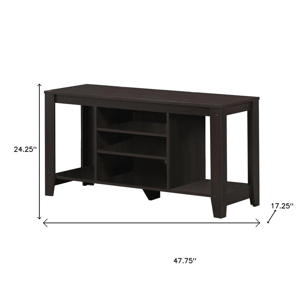 48" Taupe Wood Open Shelving TV Stand