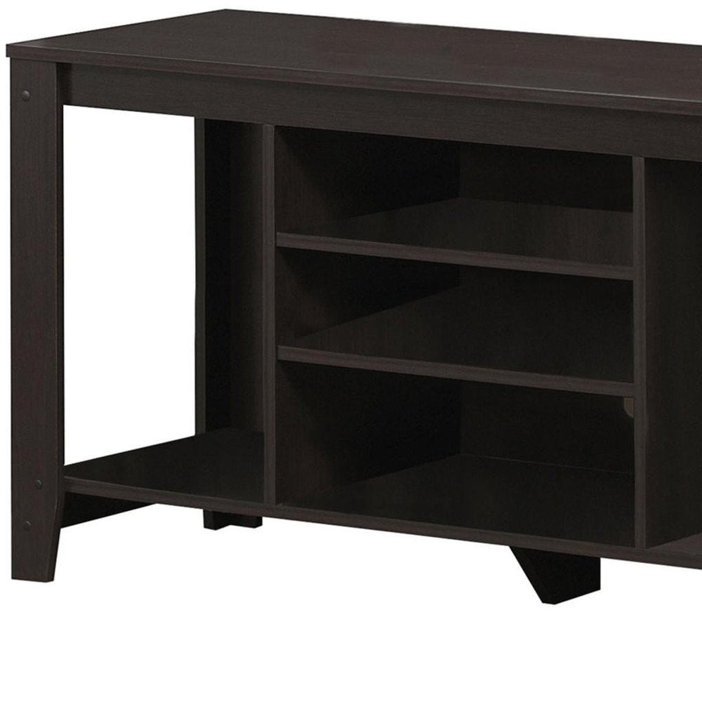 48" Taupe Wood Open Shelving TV Stand