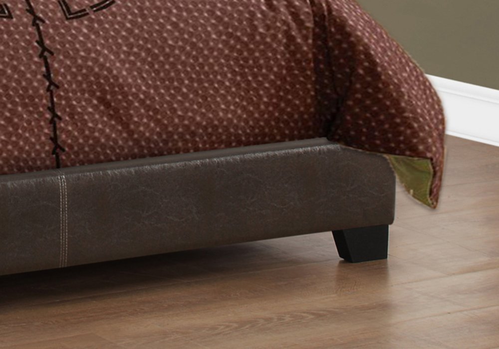 Brown Solid and Manufactured Wood Full Upholstered Faux Leather Bed Frame
