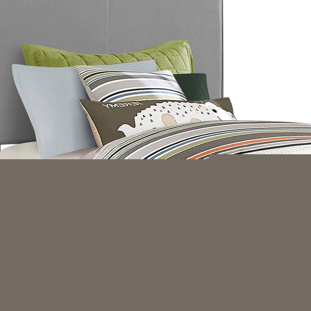 Solid Wood Twin Gray Upholstered Faux Leather Bed
