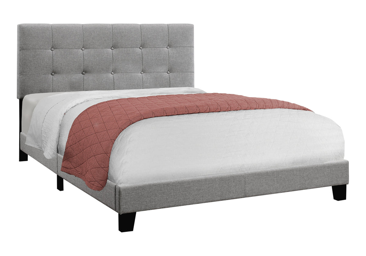 Gray Queen Tufted Upholstered Bed Frame