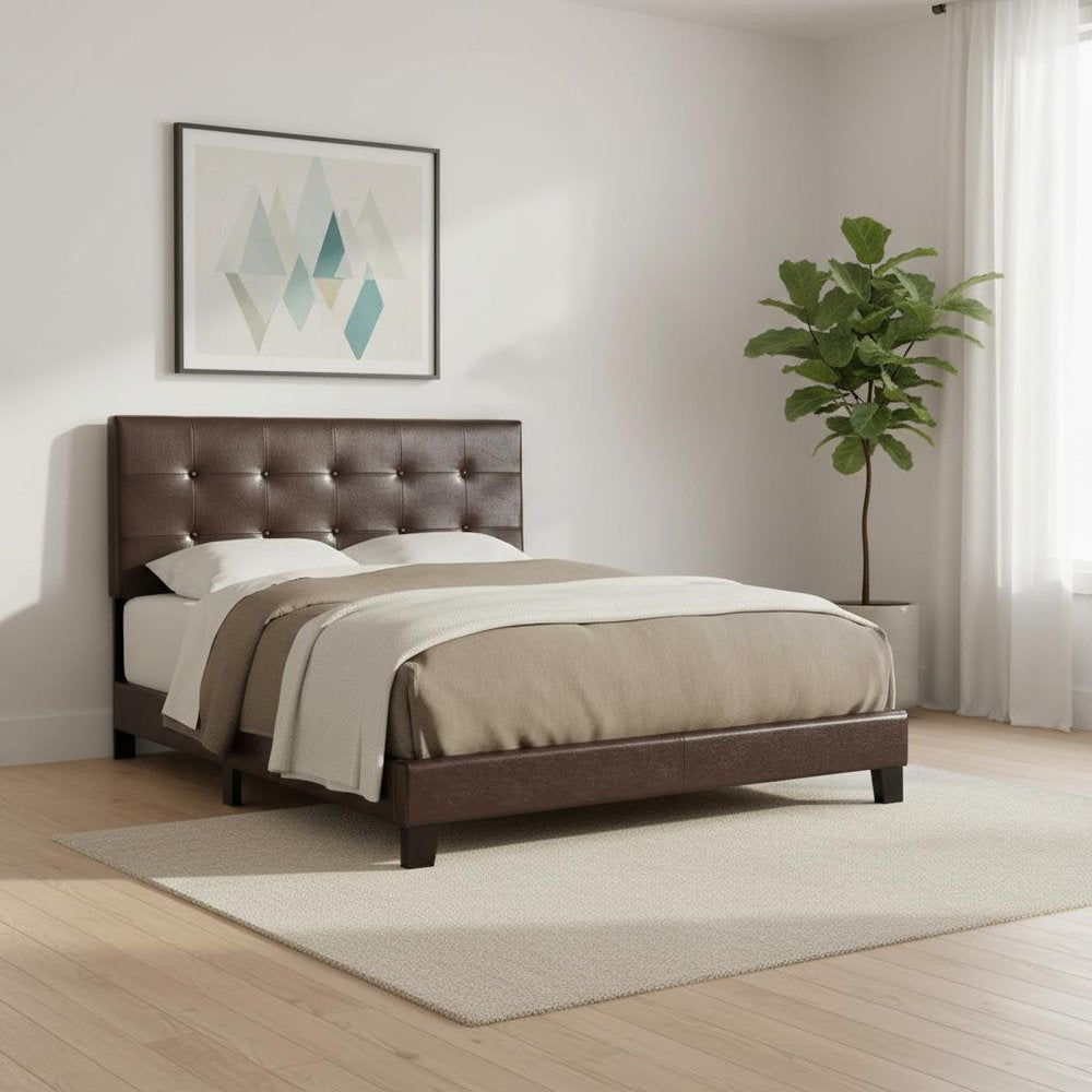 Gray Queen Tufted Upholstered Bed Frame