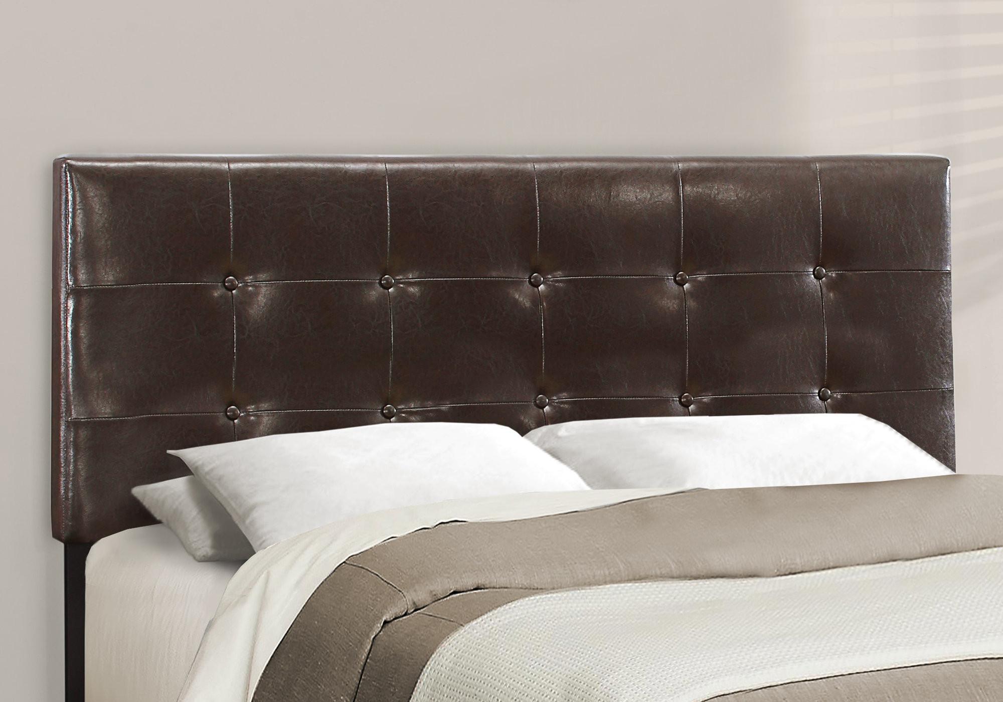 Dark Brown Solid Wood Queen Tufted Upholstered Linen Bed Frame with Nailhead Trim