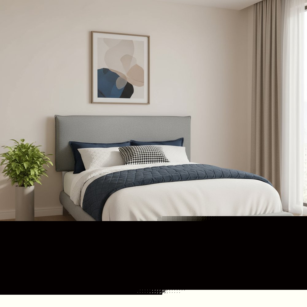 White Solid Wood Queen Upholstered Linen Bed Frame