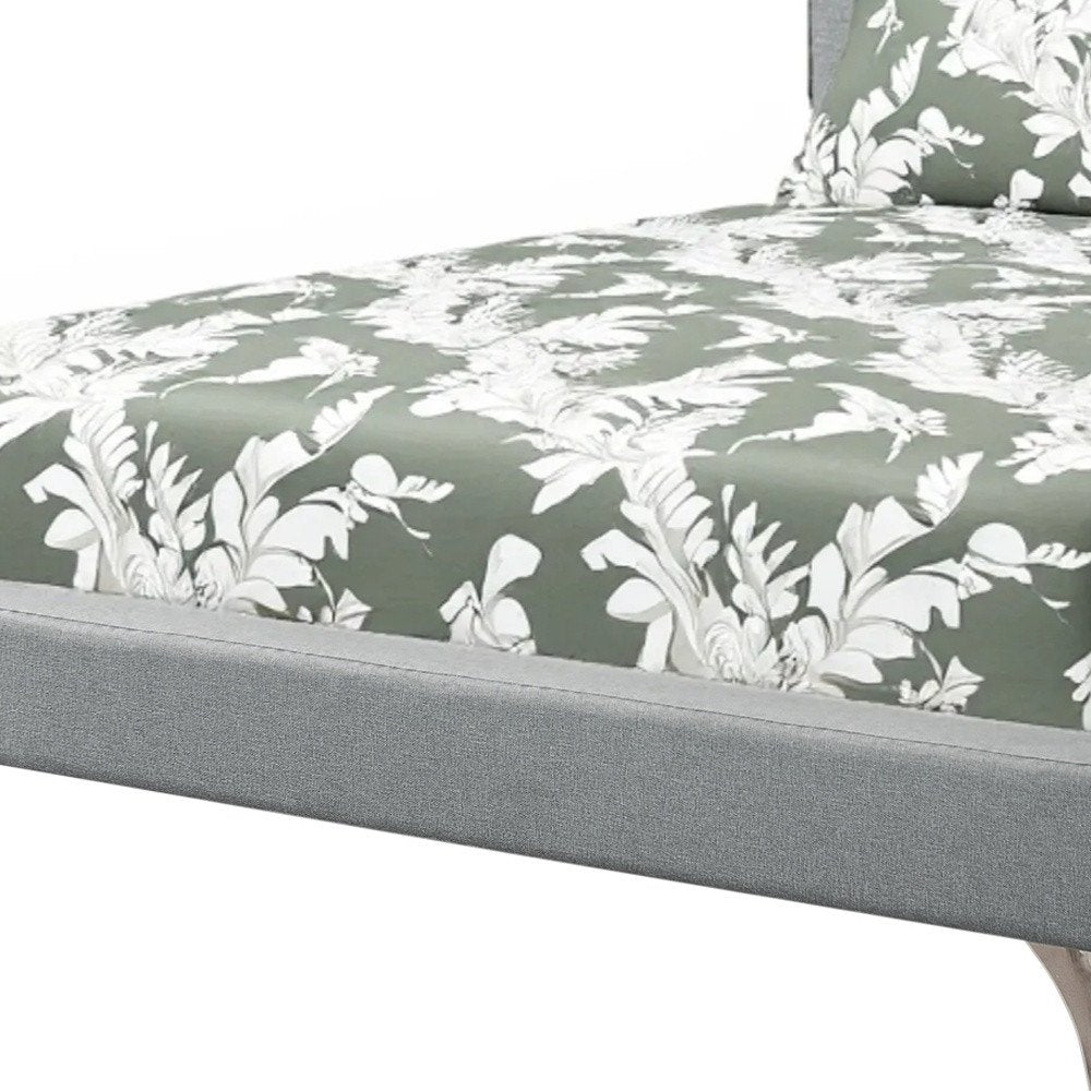Gray Solid Wood Queen Upholstered Linen Bed Frame with Nailhead Trim
