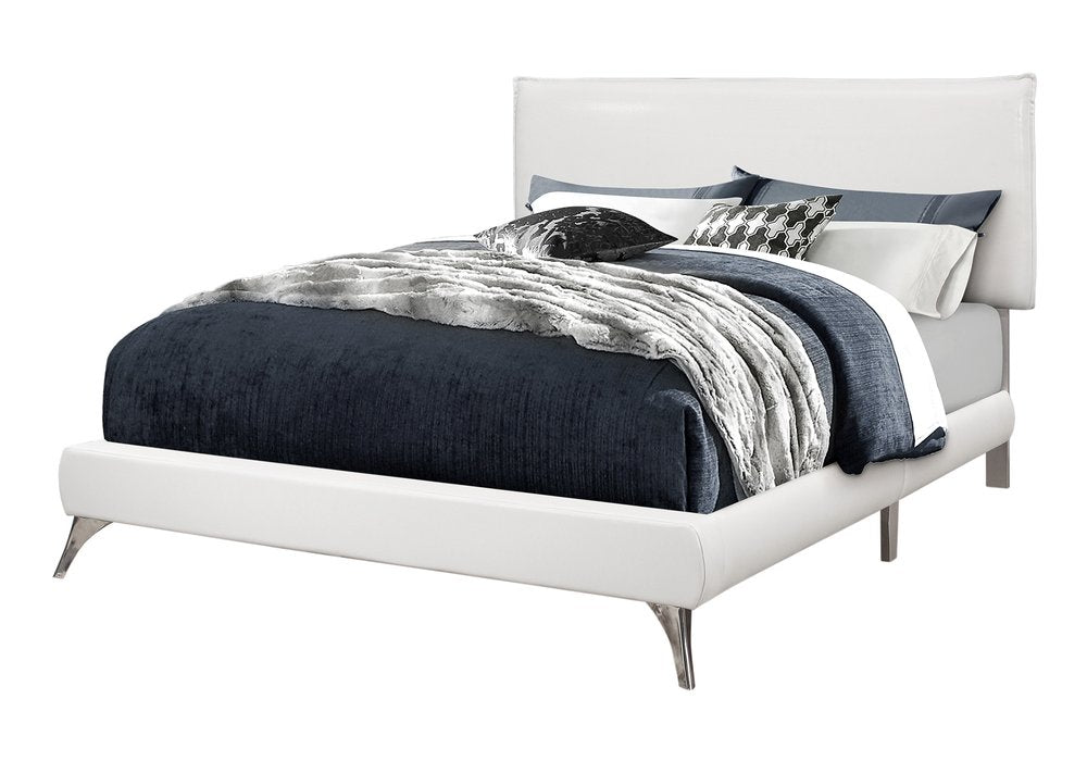 Gray Solid Wood Queen Upholstered Linen Bed Frame with Nailhead Trim