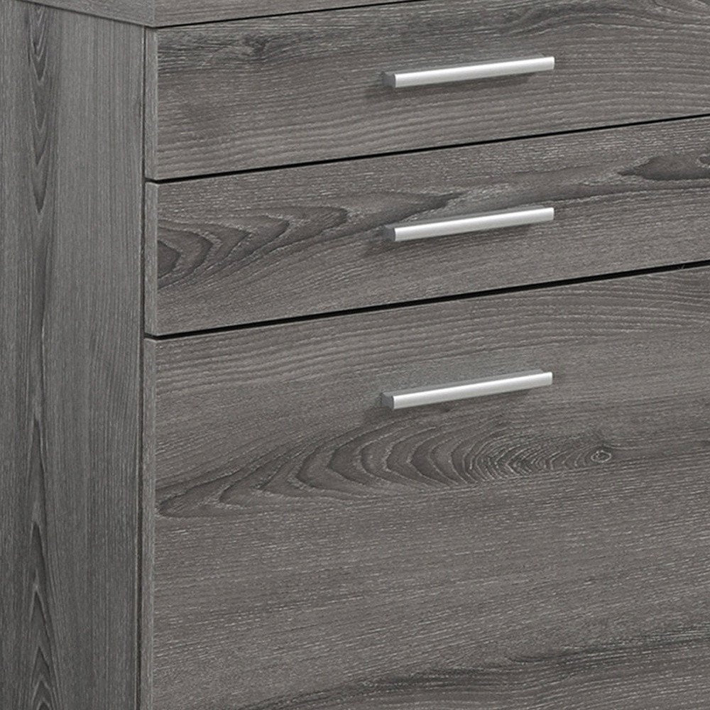 25" White And Gray Particle Board and Wood Filing Cabinet With Drawers