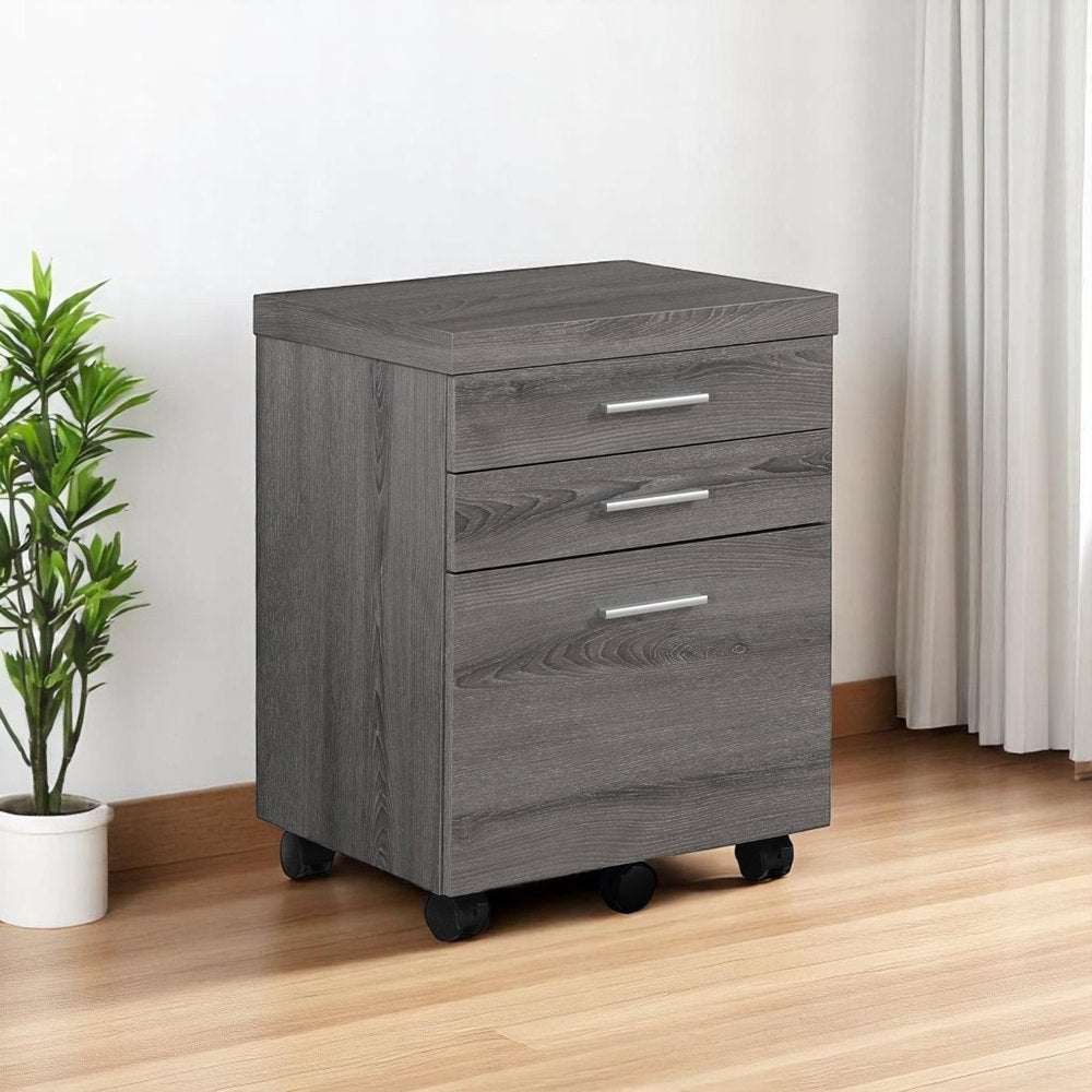 25" White And Gray Particle Board and Wood Filing Cabinet With Drawers