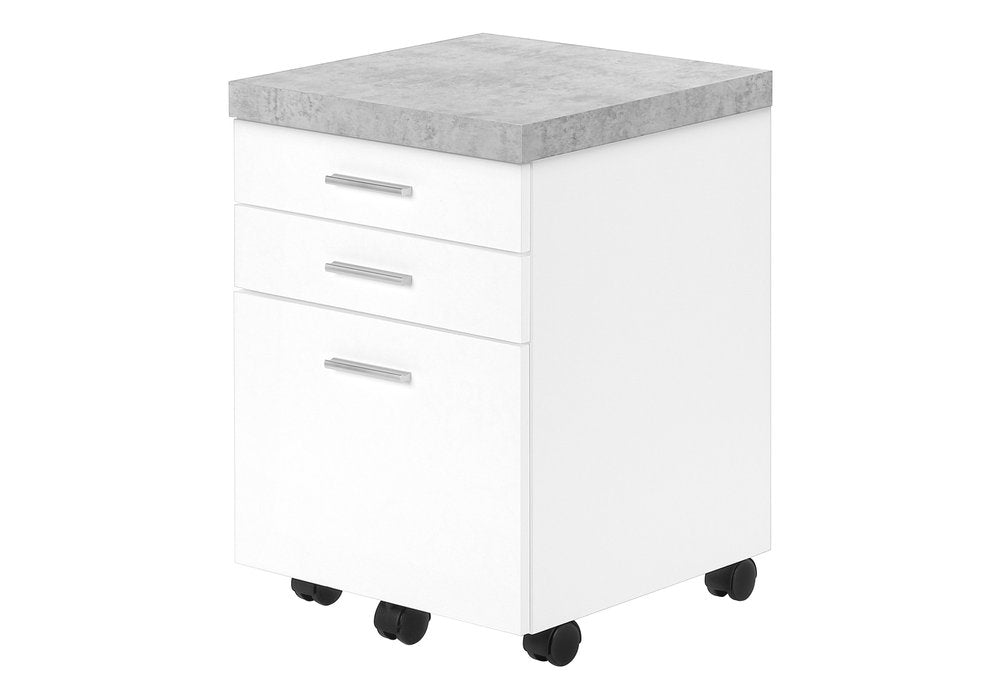 25" White And Gray Particle Board and Wood Filing Cabinet With Drawers