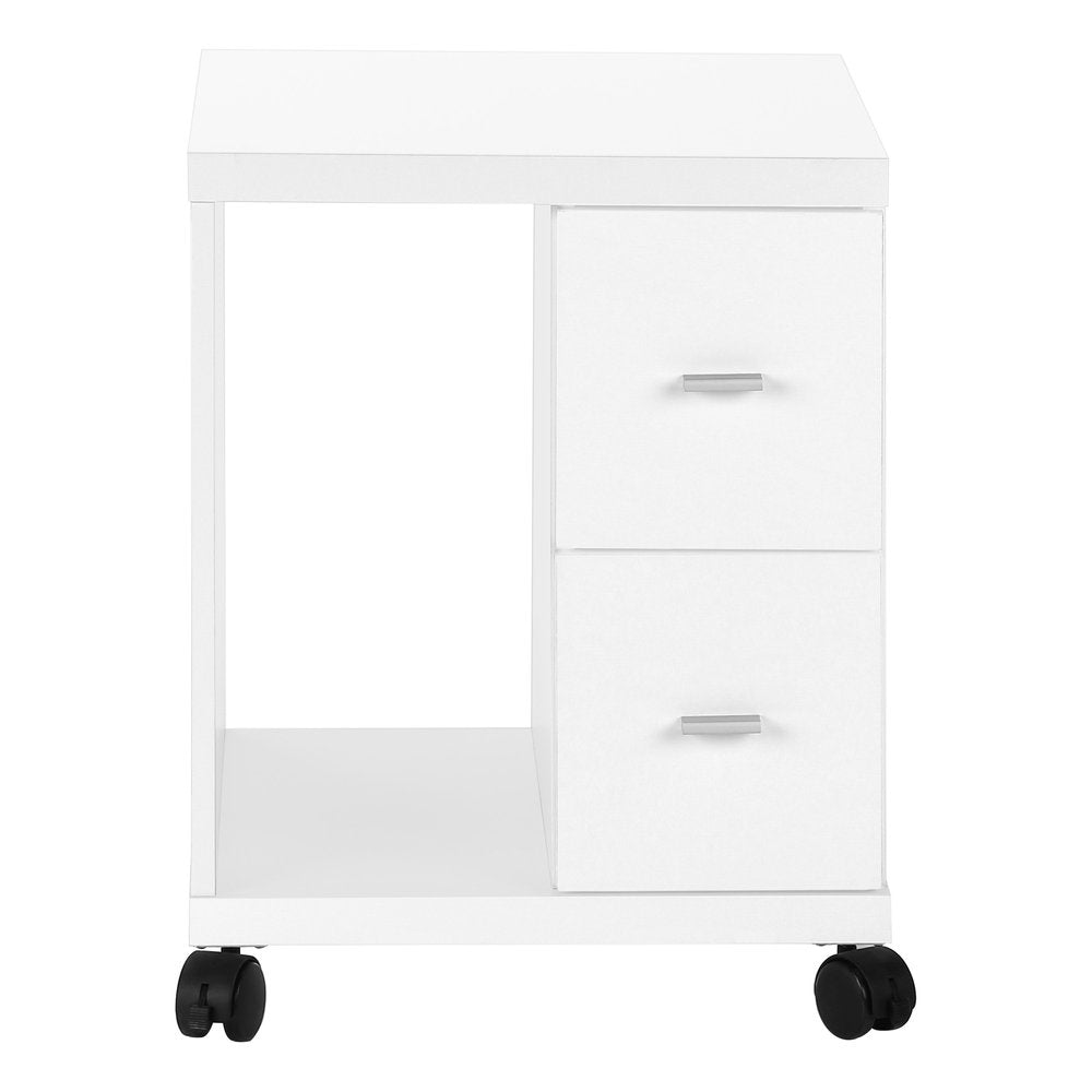 17.75" X 17.75" X 23" White Particle Board Hollow Core 2 Drawers  Office Cabinet