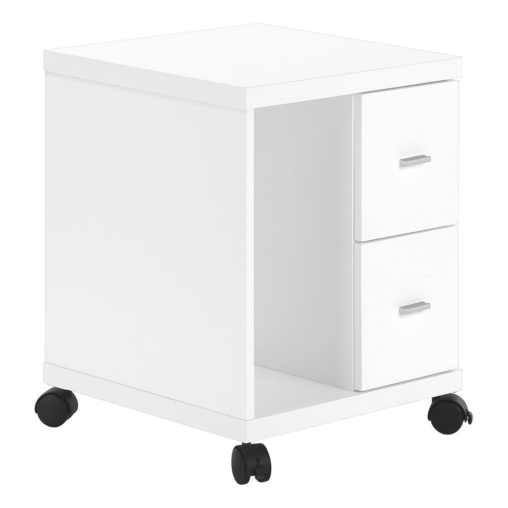 17.75" X 17.75" X 23" White Particle Board Hollow Core 2 Drawers Office Cabinet