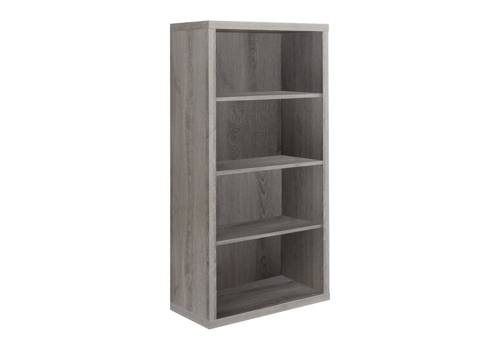 48" Taupe Distressed Wood Adjustable Four Tier Bookcase