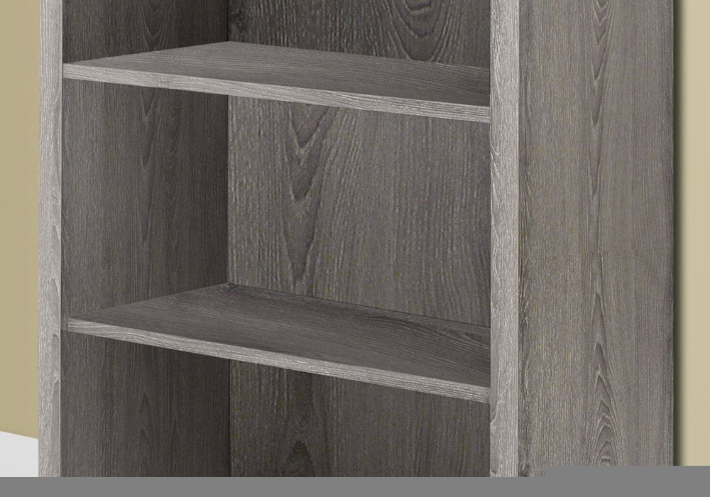 48" Taupe Distressed Wood Adjustable Four Tier Bookcase