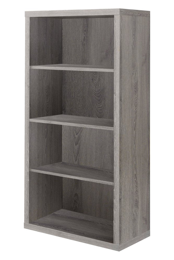 48" Taupe Distressed Wood Adjustable Four Tier Bookcase