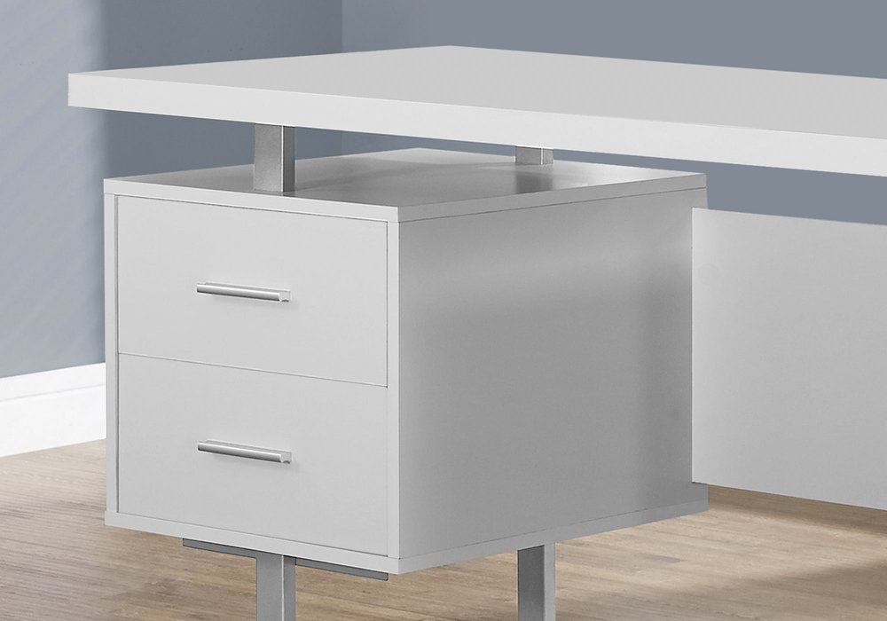 60" Brown and Silver Computer Desk With Three Drawers