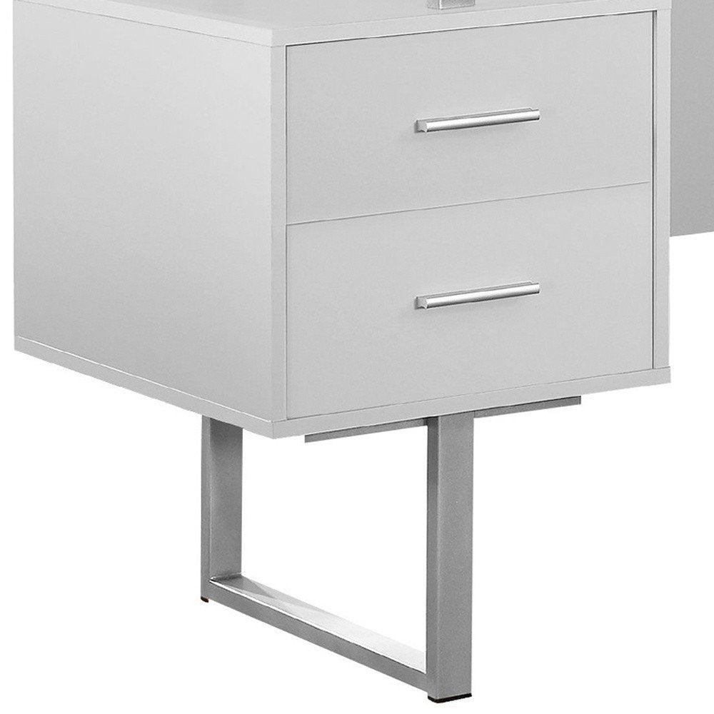60" Brown and Silver Computer Desk With Three Drawers