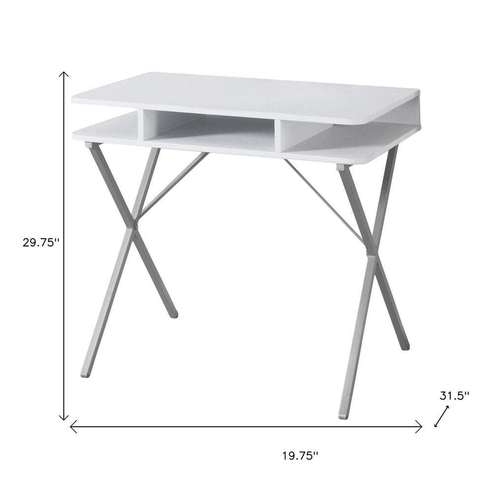 20" White and Silver Computer Desk